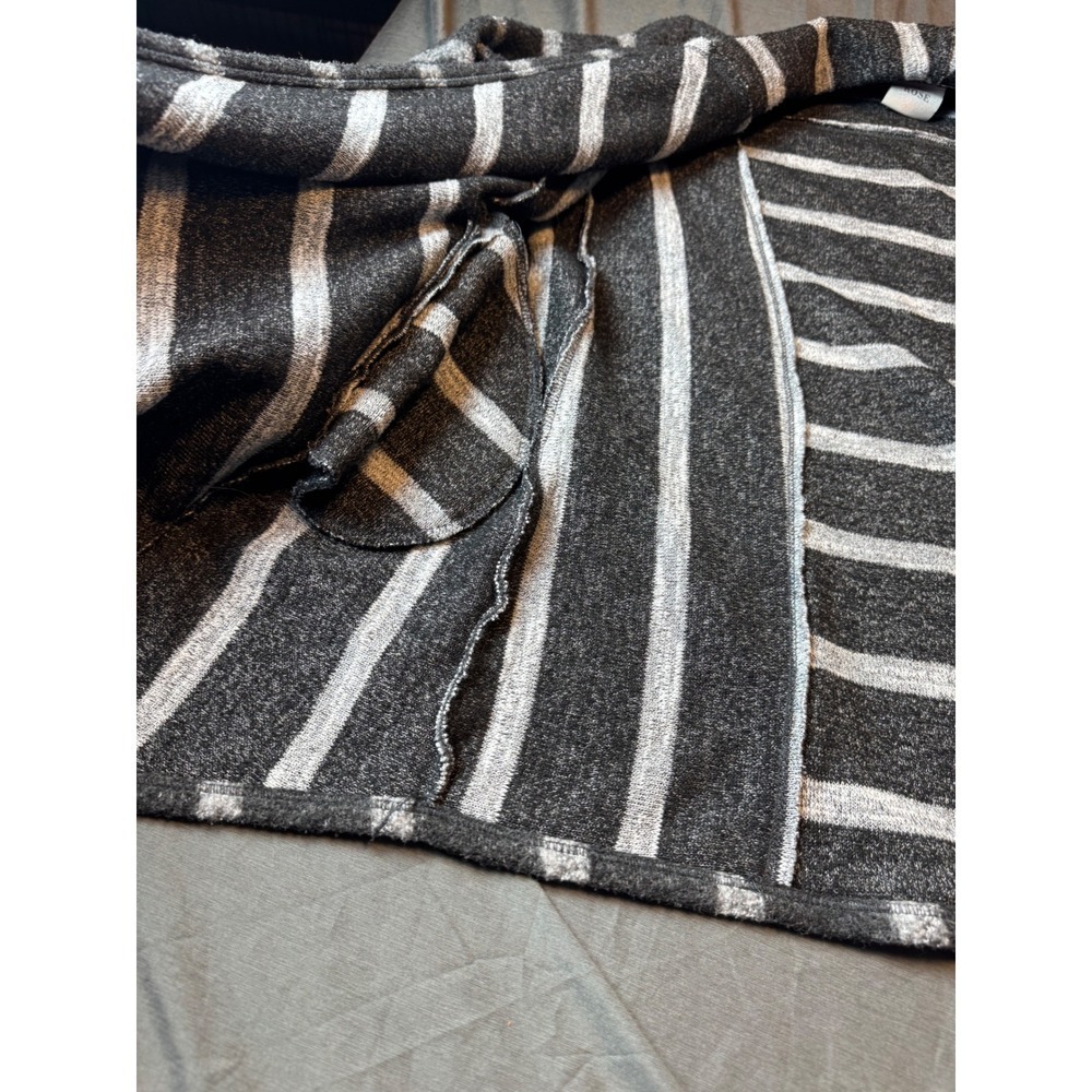 Knox Rose Gray Striped Open Front Cardigan Lace Up Sleeve Small - Picture 10 of 16
